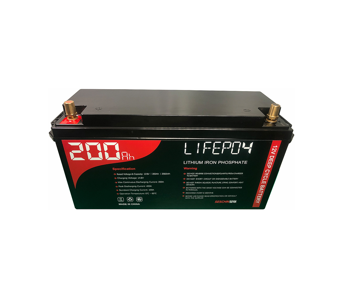 12V 200Ah(Software Inside) Standard Deep Cycle LiFePO4 For Lead-Acid Replacement