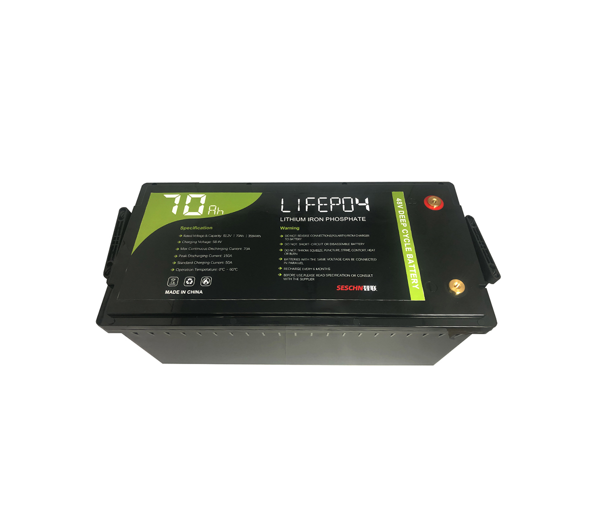 48V 70Ah Lithium Ion Battery LiFePO4 Deep Cycle Camping RV Solar  