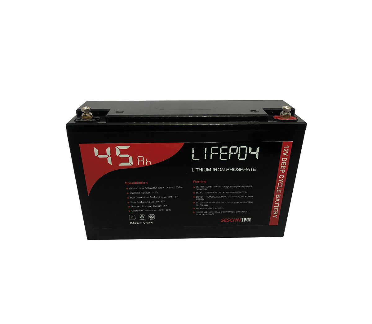 12V 45Ah Lithium Ion Battery LiFePO4 Deep Cycle Camping RV Solar  