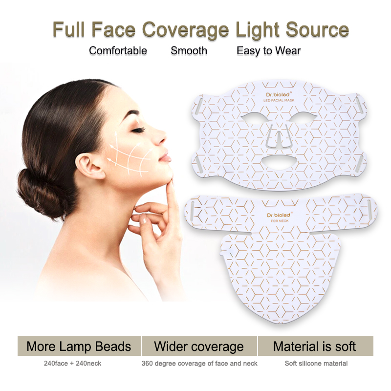 Home Use Skin Rejuvenation 4Color Red Light PDT Therapy Infrared Light OEM Bendable Silicone Led Facial And Neck Mask